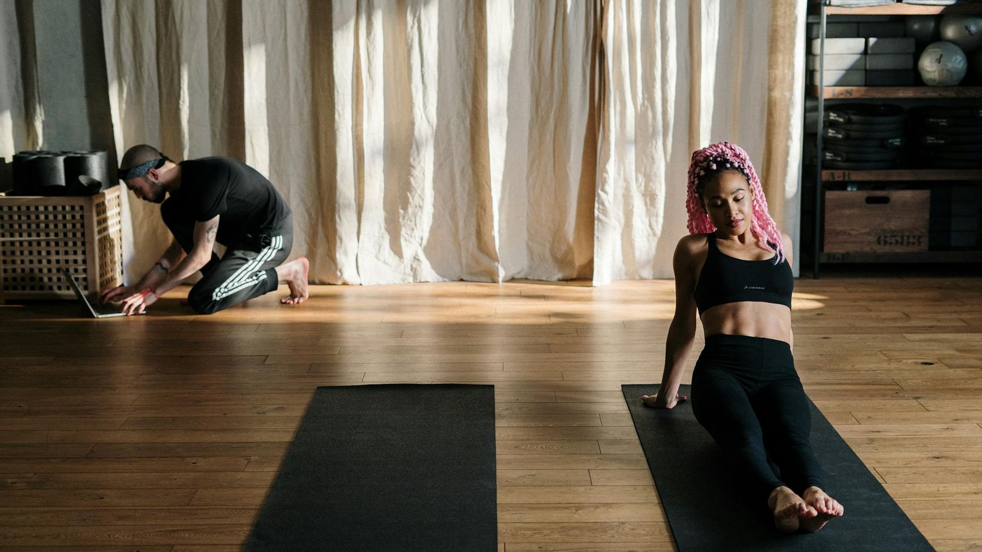 Serene atmosphere for yoga practice with soft green light
